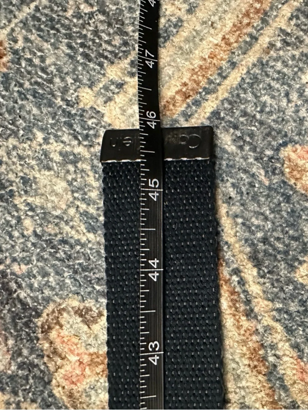 Calvin Klein Denim Dark Navy Webbing Belt with Double D-Ring Buckle L/XL 46in